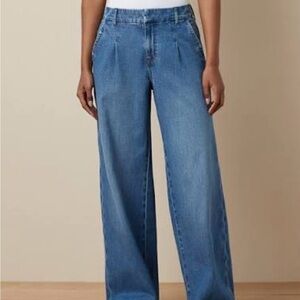 American Eagle High Rise Wide Leg Trouser Jeans in Deep End.  2 X long.  BNWT